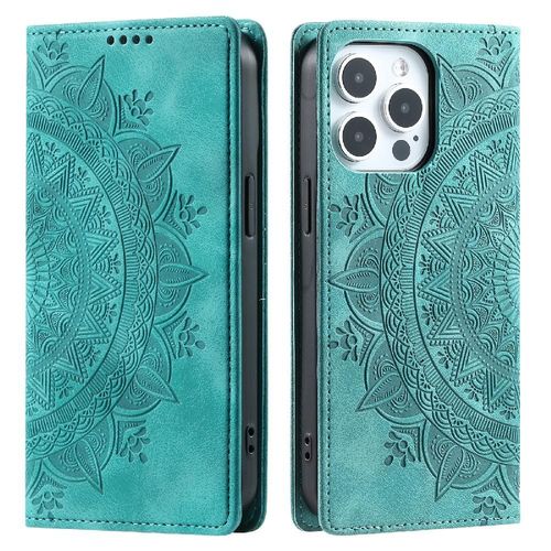 Étui Pour Iphone 15 Pro Max Boucle Latérale Protection Complète Insertion De Carte Cuir Pu Couverture Antichoc - Vert