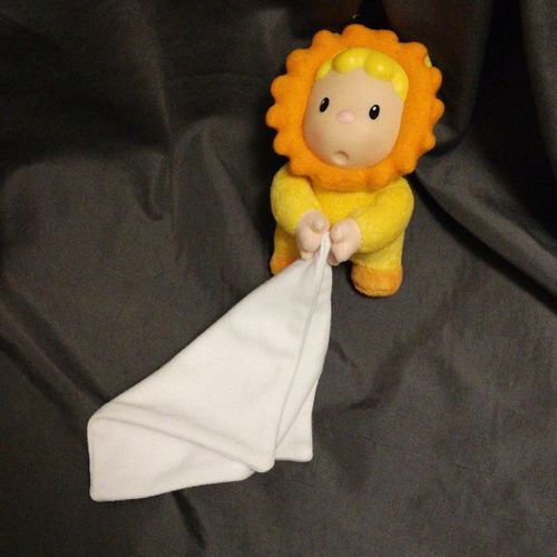Doudou Lion Bebe Jaune Cotoons Smoby Mouchoir Eveil Bebe