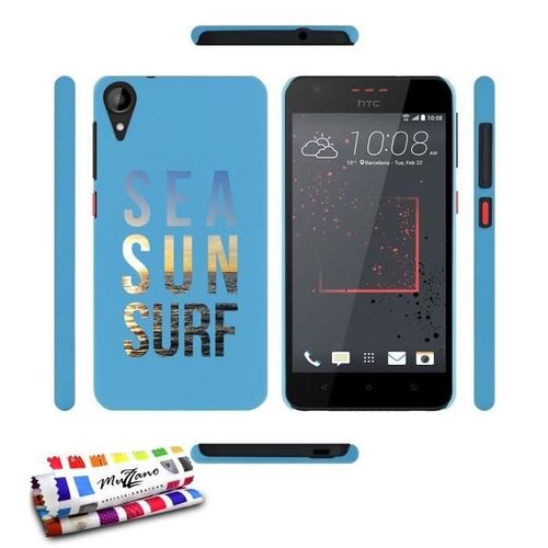 Coque Case Htc Desire 825 Sea Sun Surf Contour Bleu Silicone Rigide (Tpu)