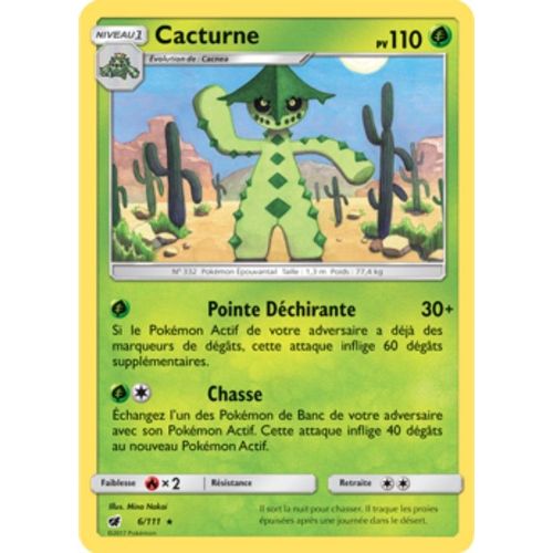 Carte Pokémon Cacturne - 110 Pv - Soleil Et Lune Invasion Carmin - 6/111 Neuve - Fr