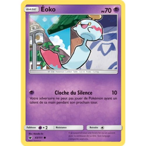 Carte Pokémon Éoko - 70 Pv - Soleil Et Lune Invasion Carmin - 43/111 Neuve - Fr