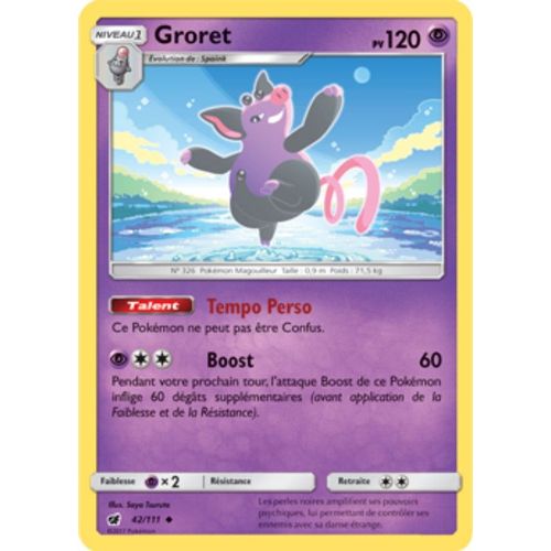Carte Pokémon Groret - 120 Pv - Soleil Et Lune Invasion Carmin - 42/111 Neuve - Fr