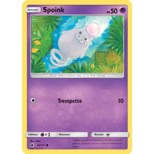 Carte Pokémon Spoink - 50 Pv - Soleil Et Lune Invasion Carmin - 41/111 Neuve - Fr