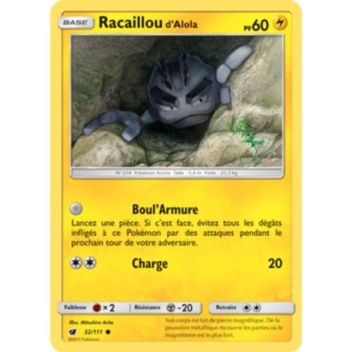 Carte Pokémon Racaillou D'alola - 60 Pv - Soleil Et Lune Invasion Carmin - 32/111 Neuve - Fr