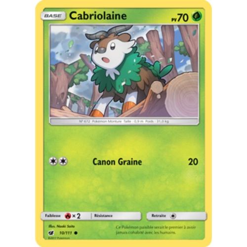 Carte Pokémon Cabriolaine - 70 Pv - Soleil Et Lune Invasion Carmin - 10/111 Neuve - Fr