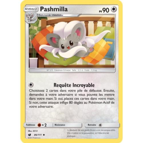 Carte Pokémon Pashmilla - 90 Pv - Soleil Et Lune Invasion Carmin - 86/111 Neuve - Fr