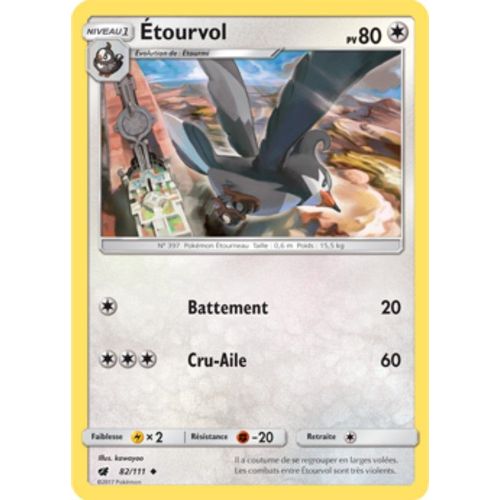 Carte Pokémon Étourvol - 80 Pv - Soleil Et Lune Invasion Carmin - 82/111 Neuve - Fr