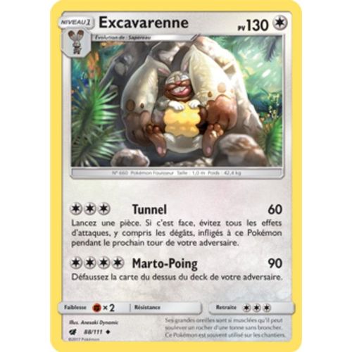 Carte Pokémon Excavarenne - 130 Pv - Soleil Et Lune Invasion Carmin - 88/111 Neuve - Fr