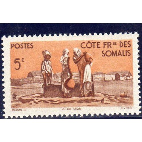 Timbre-Poste De La Côte Des Somalis (Village Somali)