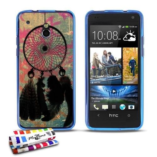 Coque Case Htc One Mini M4 Attrape Reves Contour Bleu Silicone Souple (Tpu)