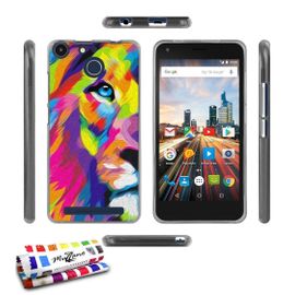 Coque Case Archos 50f Helium Lion Rainbow Contour Gris Silicone Souple (Tpu)