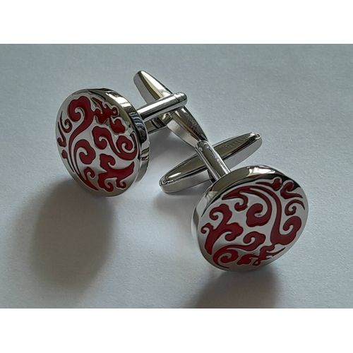 Boutons De Manchettes En Forme De Disque Avec Motifs De Couleurs Argent Et Rouge Pour De L'élégance Et Du Style ...