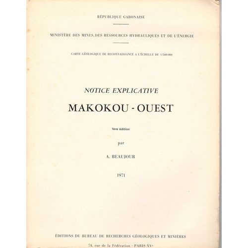 Carte Géologique Du Gabon - Makokou Ouest - 1/500 000