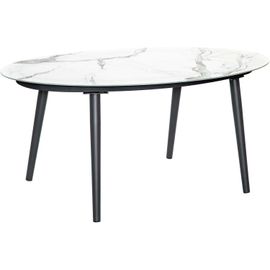 Table De Jardin Ovale Plateau En Verre Céramique 6 Personnes