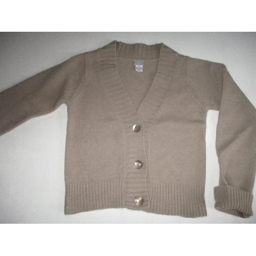 Gilet Col V Taupe Cyrillus 12 Ans