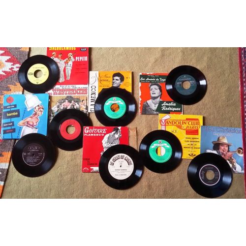 Lot 8 Disques 45 Tours Divers Folklore Espagnol, Portugais, Us