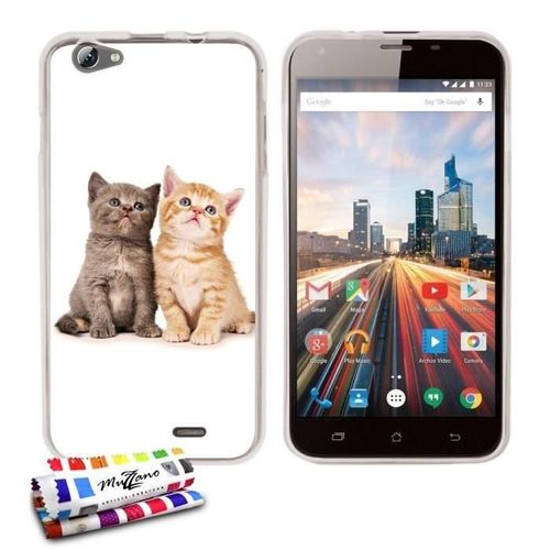 Coque Case Archos 55 Helium Plus Chat Contour Transparent Silicone Souple (Tpu)