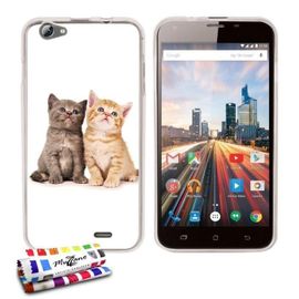 Coque Case Archos 55 Helium Plus Chat Contour Transparent Silicone Souple (Tpu)