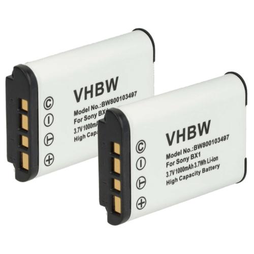 vhbw 2x Batterie compatible avec Sony HDR-AS20, HDR-AS10, HDR-AS100VR, HDR-AS100VB, HDR-AS100V, HDR-AS15 appareil photo (1000mAh, 3,6V, Li-ion)