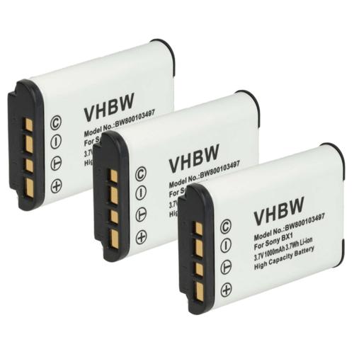 vhbw 3x Batterie compatible avec Sony HDR-AS20, HDR-AS10, HDR-AS100VR, HDR-AS100VB, HDR-AS100V, HDR-AS15 appareil photo (1000mAh, 3,6V, Li-ion)