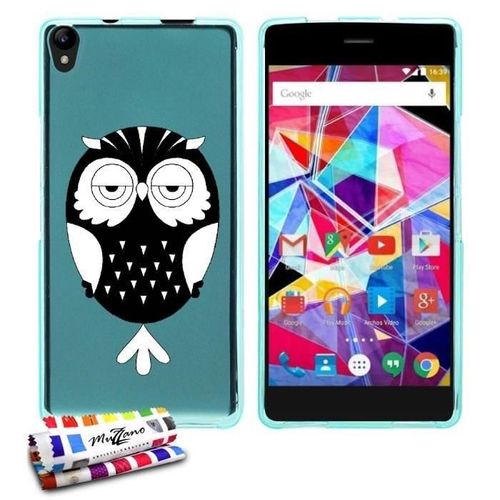 Coque Case Archos Diamond S Hibou Contour Bleu Silicone Souple (Tpu)