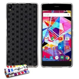 Coque Case Archos Diamond S Asanoha Contour Gris Silicone Souple (Tpu)