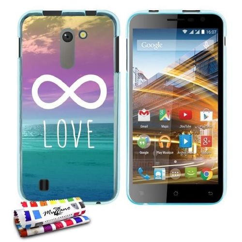 Coque Case Archos 50c Neon Infinity Love Contour Bleu Silicone Souple (Tpu)