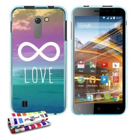 Coque Case Archos 50c Neon Infinity Love Contour Bleu Silicone Souple (Tpu)