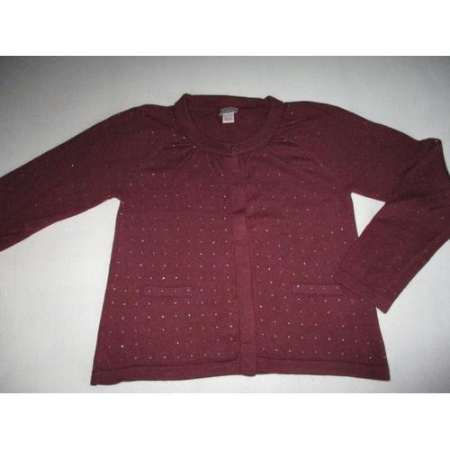 Cardigan Plumetis Argentés Bordeaux Cyrillus 12 Ans