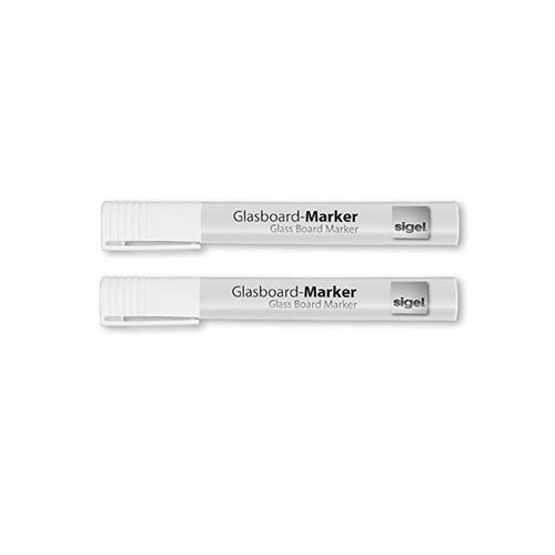 Sigel Lot De 2 Marqueur À Craie Liquide Effaçable Pte Ogive 2 - 3 Mm Blanc