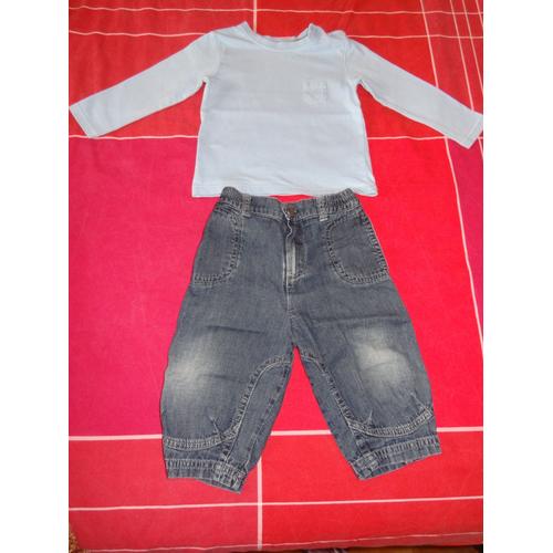 Ensemble T-Shirt Jean Baby Club Coton 12 Mois Bleu