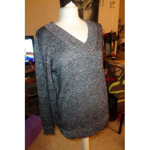 Pull Noir Et Argente Brillant Neuf