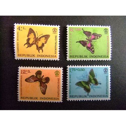 Indonesia Indonésie1963 Fauna Mariposa Papillon Butterfly Insects Yvert 359 / 62 ** Mnh