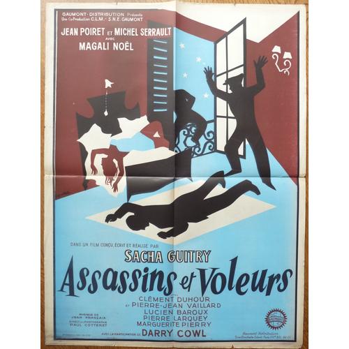 Assassins Et Voleurs De Sacha Guitry Avec Jean Poiret, Michel Serrault, Magali Noël...- Affichette Originale De Film Format 80 X 60 Cm