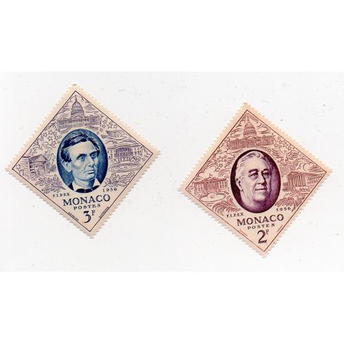 Monaco- 2 Timbres Neufs Avec Trace De Charnière- Exposition Philatélique De New-York- Année 1956
