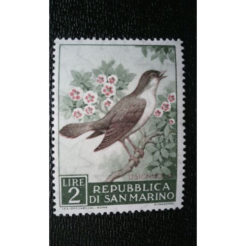 Timbre San Marino (Yt 480 ) 1960 Séries: La Vie Des Oiseaux Rossignol Commun (Luscinia Megarhynchos)