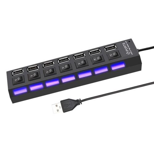 Multi USB Splitter airies avec interrupteur pour PC, adaptateur secteur, extenseur multiple 2.0 ports