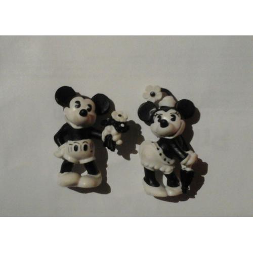Figurines Mickey Et Minnie Vintage, Noir Et Blanc, Bully 1986