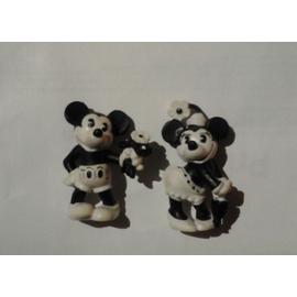 Figurines Mickey et Minnie vintage noir et blanc Bully 1986