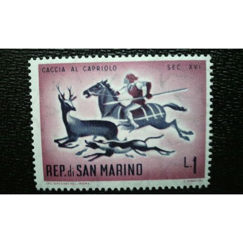 Timbre San Marino (Yt 510 ) 1961 Chasse Au Cerf, Xvi. Siècle