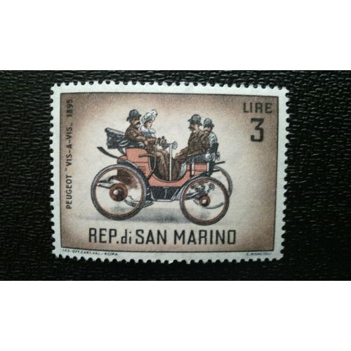 Timbre San Marino (Yt 529 ) 1962 Séries: Automobiles Classiques Peugeot 'vis-A-Vis' (1895)