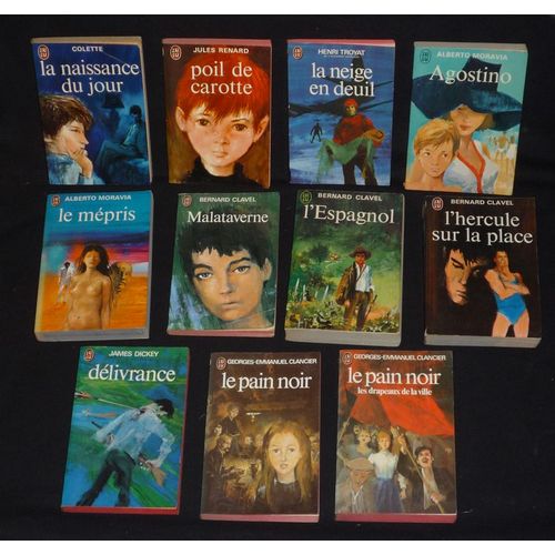 Lot De 11 Romans - Couvertures Illustrées Par Paul Durand (Éditions J'Ai Lu) : Colette - Jules Renard - Henri Troyat - Alberto Moravia - Bernard Clavel - Georges-Emmanuel Clancier - James Dickey