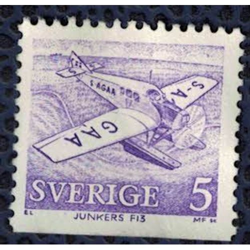 Suède 1972 Used Poste Aérienne Avion Junkers F13 Su