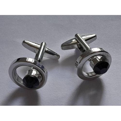 Boutons De Manchettes En Forme D'anneau Avec Disque De Couleur Argent Et Noire Pour De L'élégance Et Du Style ...