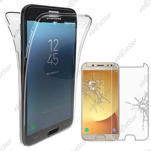 Ebeststar ® Pour Samsung Galaxy J5 2017 Sm-J530f - Coque Intégrale Avant Et Arrière Silicone Gel + Film Protection Écran En Verre Trempé, Couleur Transparente