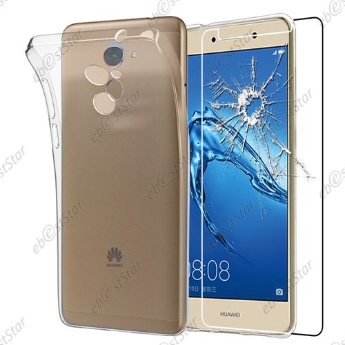 Ebeststar ® Pour Huawei Y7 - Housse Etui Coque Silicone Gel Souple Ultra Fine 0,3mm Et Invisible + Film Protection Écran En Verre Trempé, Couleur Transparente