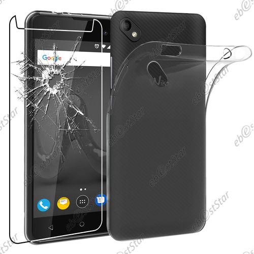 Ebeststar ® Pour Wiko Sunny 2 Plus - Housse Etui Coque Silicone Gel Souple Ultra Fine 0,3mm Et Invisible + Film Protection Écran En Verre Trempé, Couleur Transparente [Dimensions Precises De Votre Appareil : 146.3 X 73.7 X 9.8 Mm, Écran 5'']