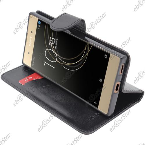 Ebeststar ® Pour Sony Xperia Xa1 Plus, Xa1 Plus Dual - Housse Coque Etui Portefeuille Support Folio Simi Cuir, Couleur Noir [Dimensions Precises De Votre Appareil : 155 X 75 X 8.7 Mm, Écran 5.5'']