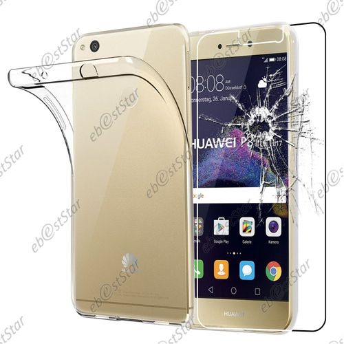 Ebeststar ® Pour Huawei P8 Lite (2017) - Housse Etui Coque Silicone Gel Souple Ultra Fine 0,3mm Et Invisible + Film Protection Écran En Verre Trempé, Couleur Transparente