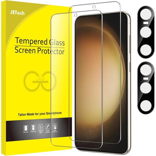 Verre Trempé Pour Samsung Galaxy S23 5g 6,1 Pouces Avec Protecteur D'objectif De Caméra Arrière, Film Protection D'écran, Compatible Id D'empreinte Digitale, 2 Pièces Chacun